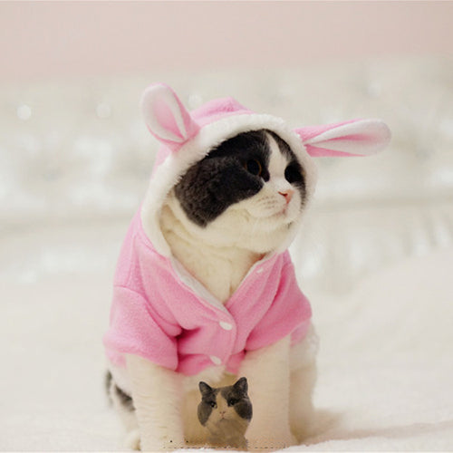 Warm Comfortable Thickened Cat Costumes Rabbit suit Free clothes windproof Pet Product Cute Bunny suit  For Cat Winter Shipping